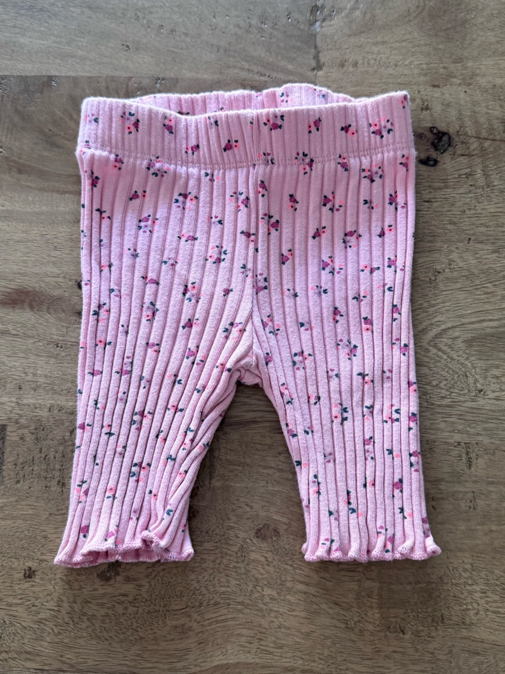 Zara Kids Ribbed Pink Floral biker shorts Leggings sz 4